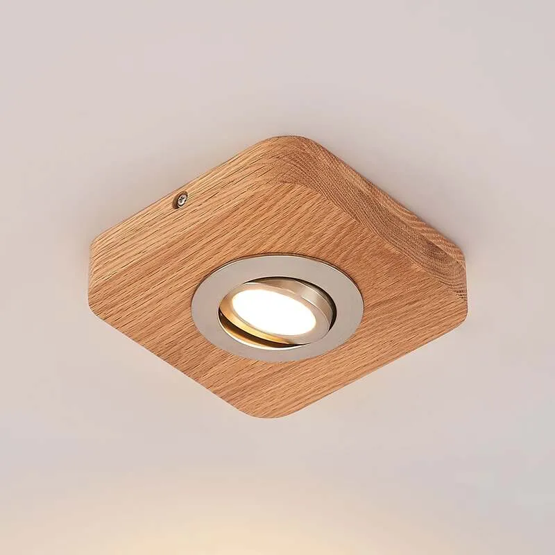 7x B-Ware Lindby Deckenleuchte Mikari LED Lampe Downlight Holz schwenkbar warmweiß 14cm