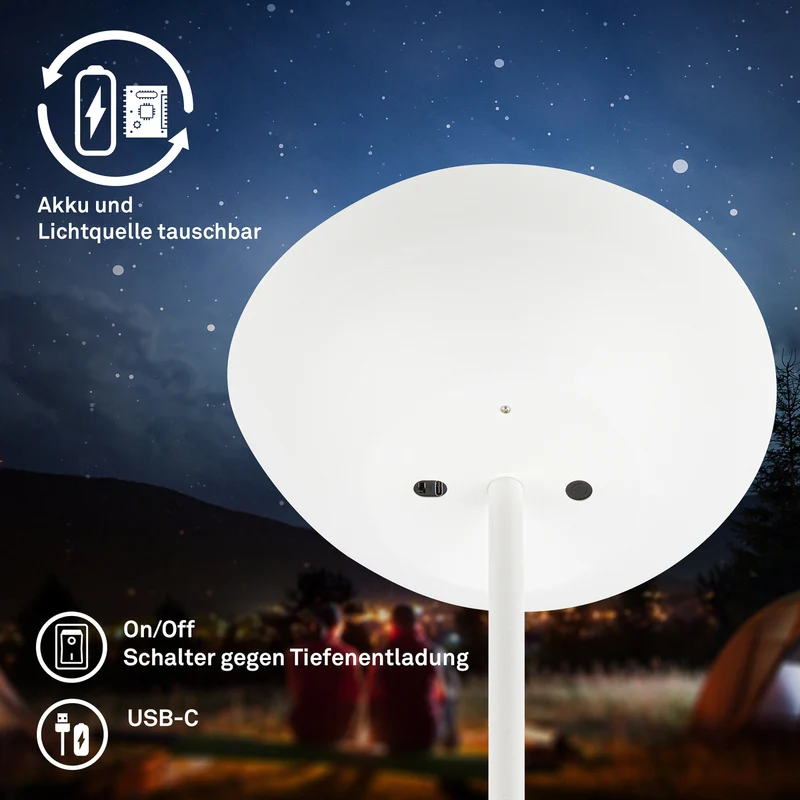 B-Ware Briloner LED-Akku-Stehleuchte Estate Standleuchte Touchdimmer USB-Kabel weiß