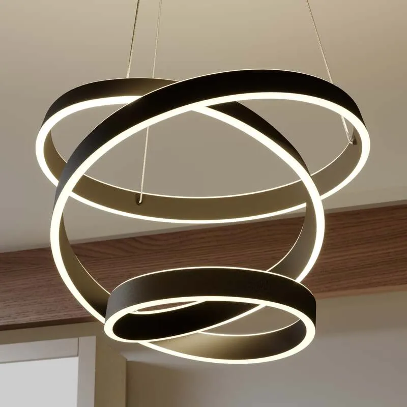 B-Ware Lindby Pendelleuchte Hängelampe LED schwarz Aluminium Metall Kunststoff Olada