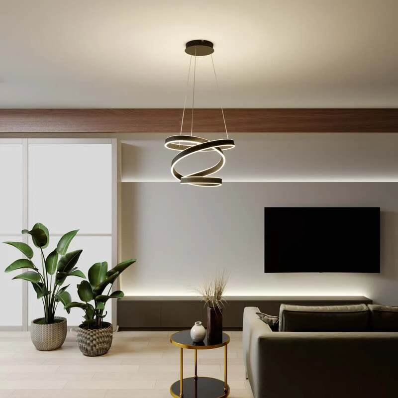 B-Ware Lindby Pendelleuchte Hängelampe LED schwarz Aluminium Metall Kunststoff Olada