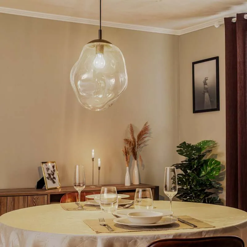 B-Ware Euluna Glas-Hängeleuchte Sol Hängeleuchte Lampe Leuchte E27 Ø 35 chrom transpare
