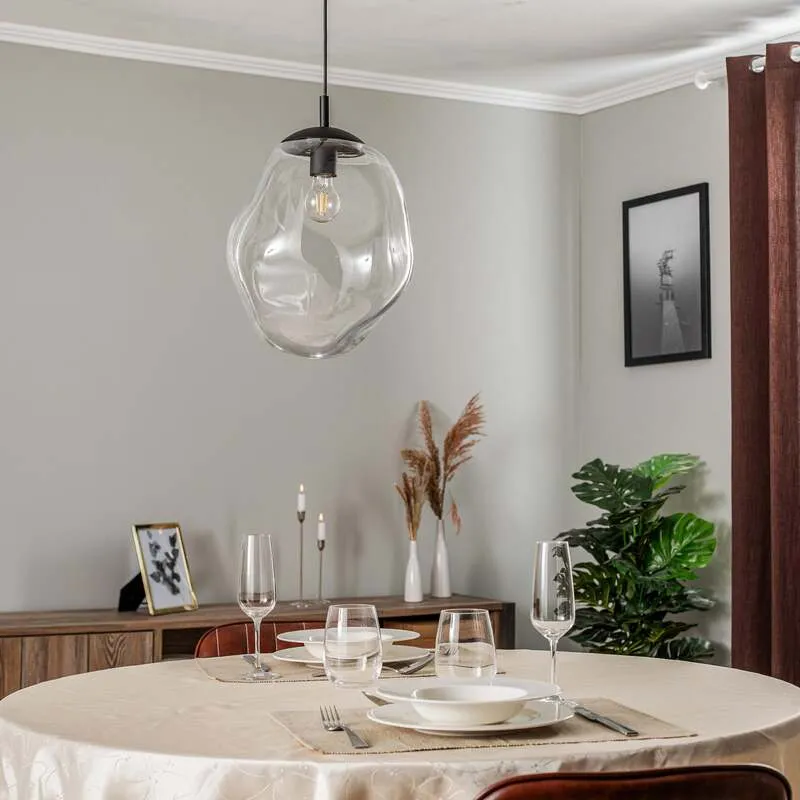 B-Ware Euluna Glas-Hängeleuchte Sol Hängeleuchte Lampe Leuchte E27 Ø 35 chrom transpare