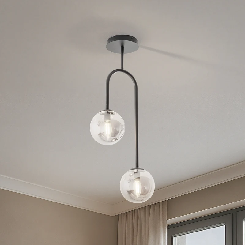 B-Ware Deckenlampe Atria Deckenleuchte Glasrauchgrau Schwarz dimmbar SIEHE TEXT/FOTO