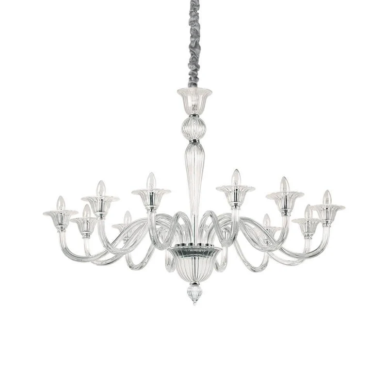 Hängeleuchte Brigitta 12-flammig Transparent, Chrom