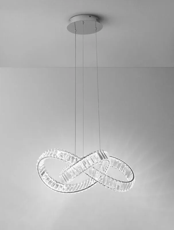 B-Ware Nova Luce Pendelleuchte Hängeleuchte CONCETO LED Chrom dimmbar 60 cm SIEHE TEXT