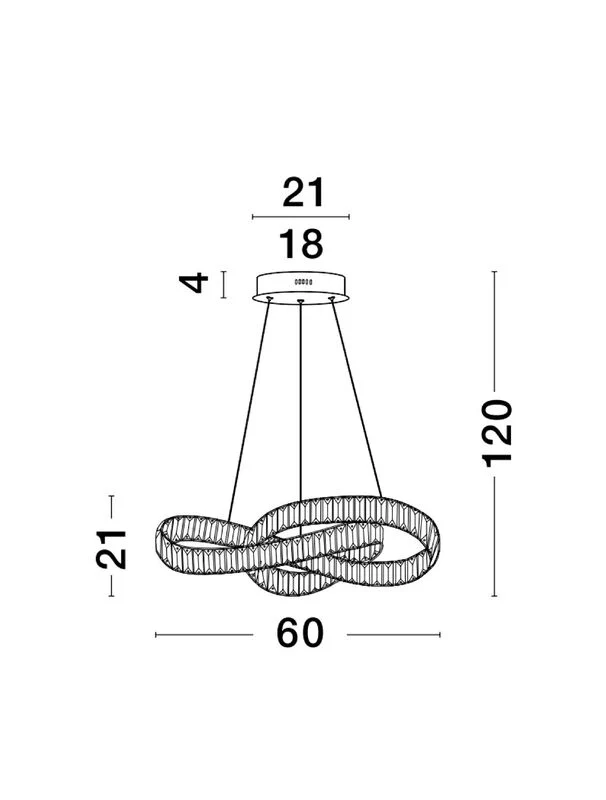 B-Ware Nova Luce Pendelleuchte Hängeleuchte CONCETO LED Chrom dimmbar 60 cm SIEHE TEXT