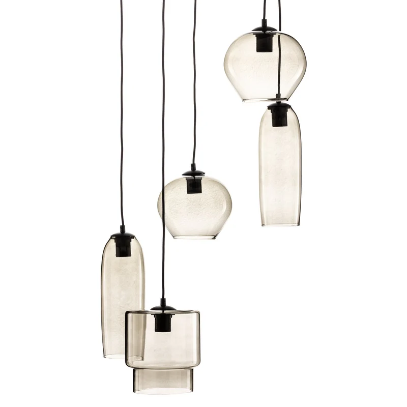 B-Ware Euluna Pendelleuchte Hängelampe Svala Rondell rauchgrau schwarz Glas E27 LED