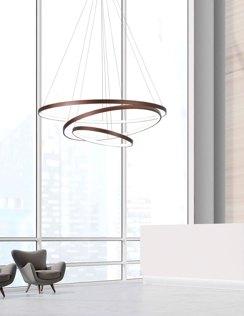 B-Ware Nova Luce Pendelleuchte Hängeleuchte LED Braun FERROL dimmbar Ø 80 cm SIEHE TEXT