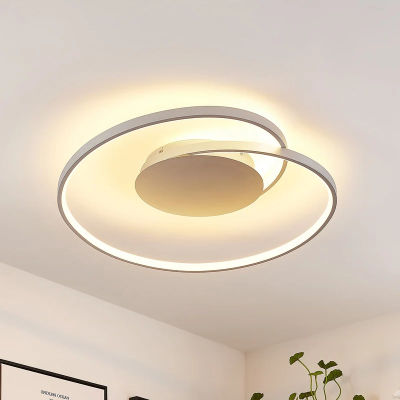 B-Ware Lucande Deckenleuchte Deckenlampe LED Enesa Silber rund Fernbedienung dimmbar299