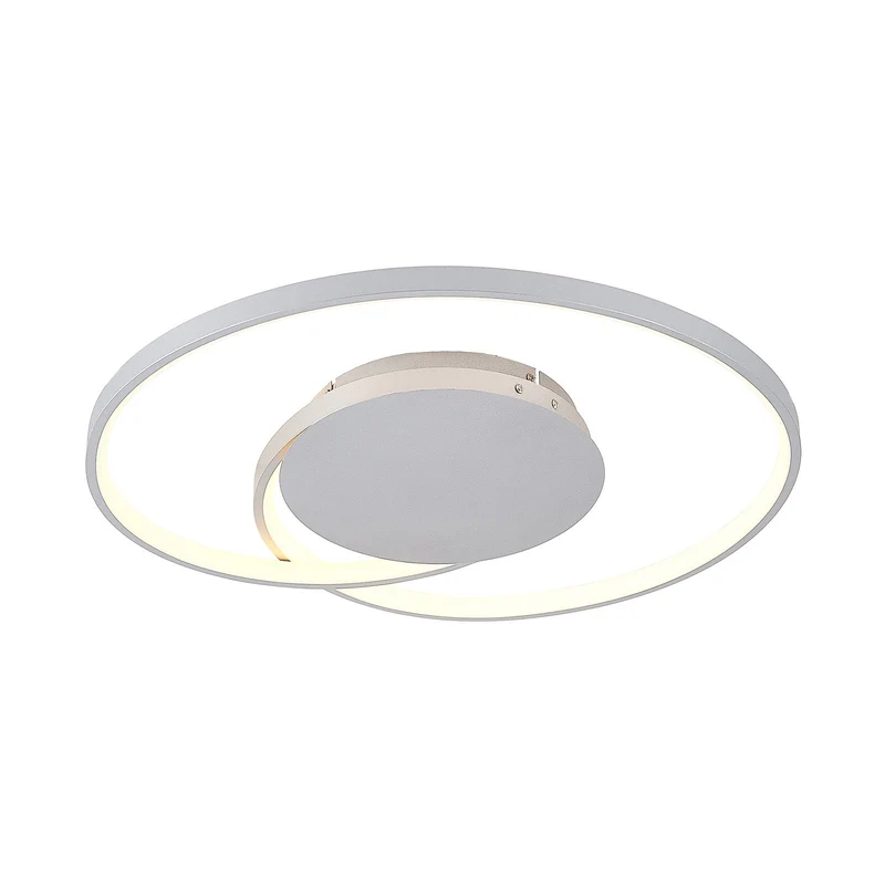 B-Ware Lucande Deckenleuchte Deckenlampe LED Enesa Silber rund Fernbedienung dimmbar299