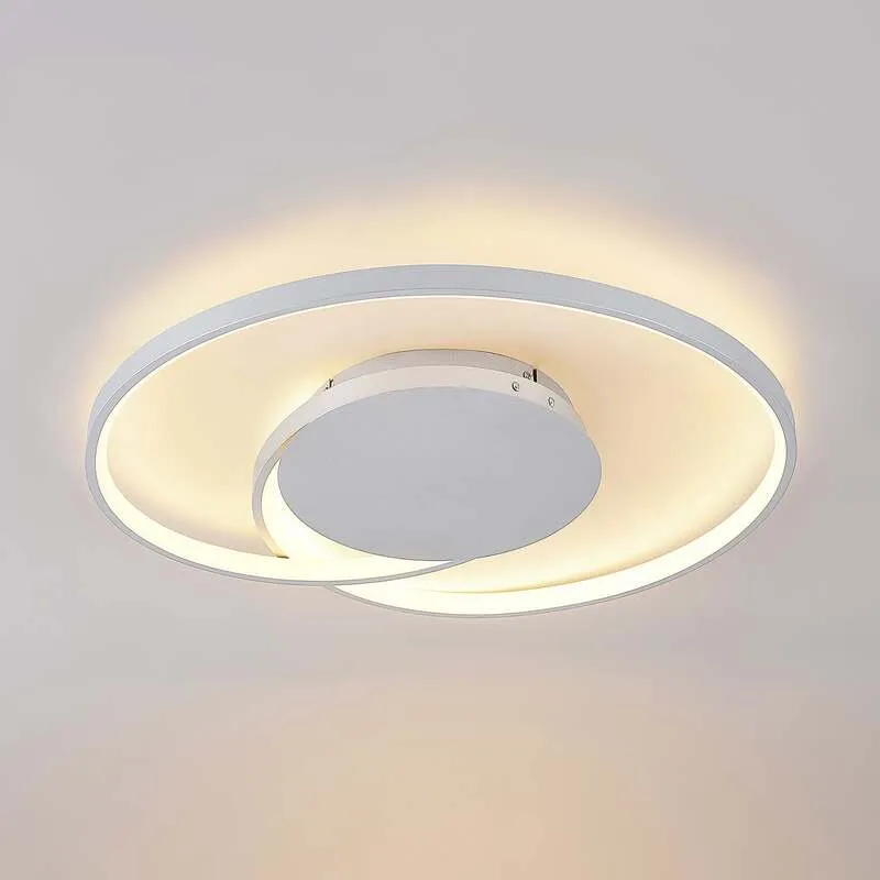 B-Ware Lucande Deckenleuchte Deckenlampe LED Enesa Silber rund Fernbedienung dimmbar299