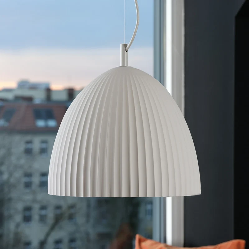B-Ware OSRAM Hängelampe Pendelleuchte weiß Gips E27 Decor Plaster Routes Bell Lampe