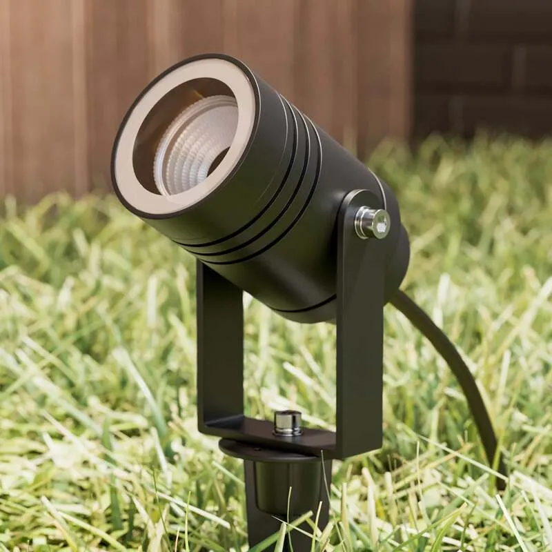 B-Ware Lucande Außenstrahler Galina Gartenleuchte LED Strahler grau IP65 11cm 1x6W