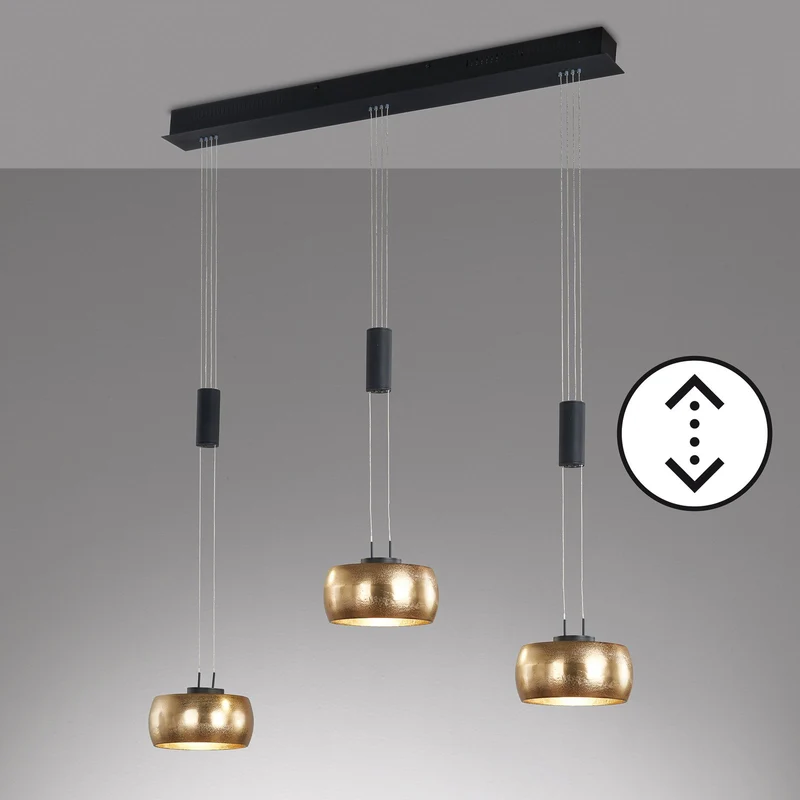 B-Ware FISCHER HONSEL Hängeleuchte Pendelleuchte LED Colette gold schwarz dreiflammig