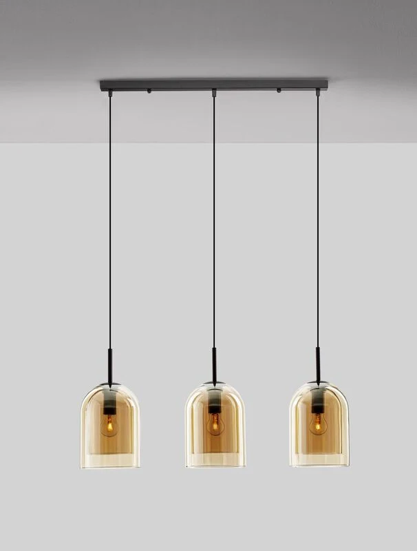 B-Ware Nova Luce Pendelleuchte Hängeleuchte VELOR Lampe E27 Bernstein SIEHE TEXT/FOTO
