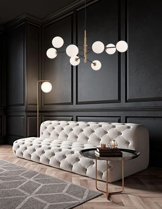 B-Ware Nova Luce Pendelleuchte Hängeleuchte VITRA LED Gold Glas Metall SIEHE TEXT/FOTO