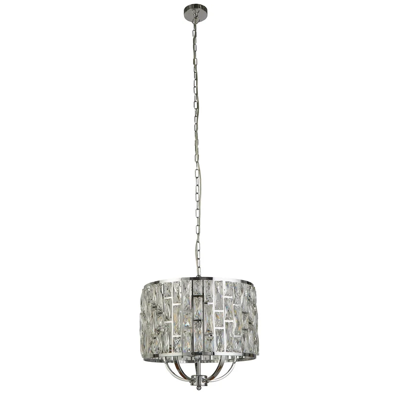 B-Ware Searchlight Hängeleuchte Bijou mit Kristallglasschirm Ø 44 cm chrom Schirm La200