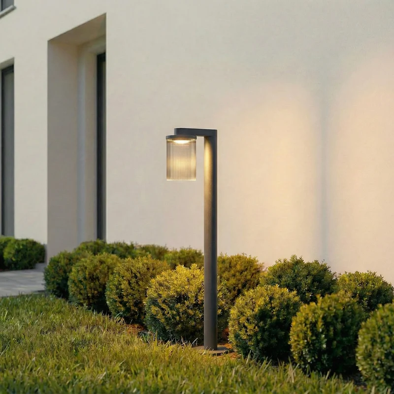 B-Ware Lucande Wegeleuchte Gartenleuchte Beelia LED Aluminium Glas schwarz IP65 90 cm