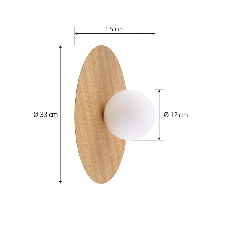 B-Ware Lindby Wandleuchte Zain Wandlampe Leuchte Lampe holzfarben weiß Glas Ø 33 cm772