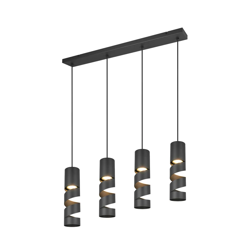 B-Ware Trio Lighting Hängelampe Pendelleuchte Stream schwarz Metall 80cm 4flammig GU10