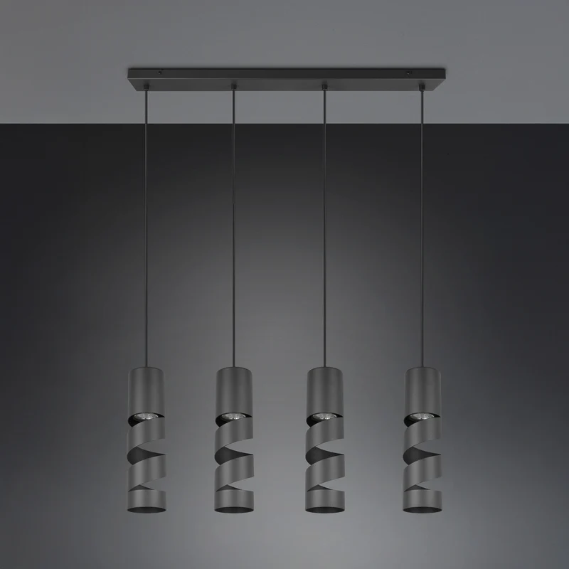 B-Ware Trio Lighting Hängelampe Pendelleuchte Stream schwarz Metall 80cm 4flammig GU10