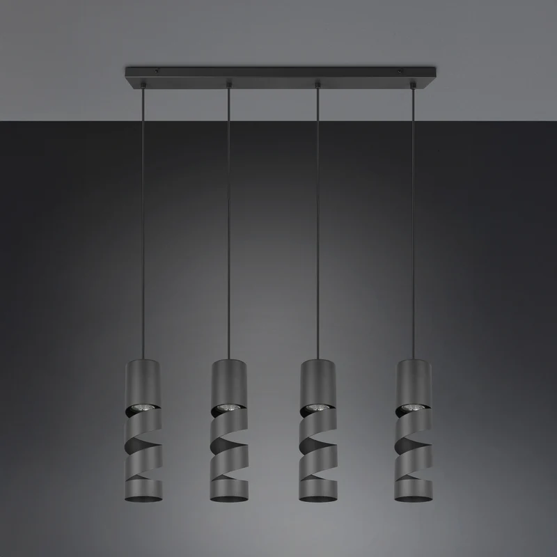 B-Ware Trio Lighting Hängelampe Pendelleuchte Stream schwarz Metall 80cm 4flammig GU10