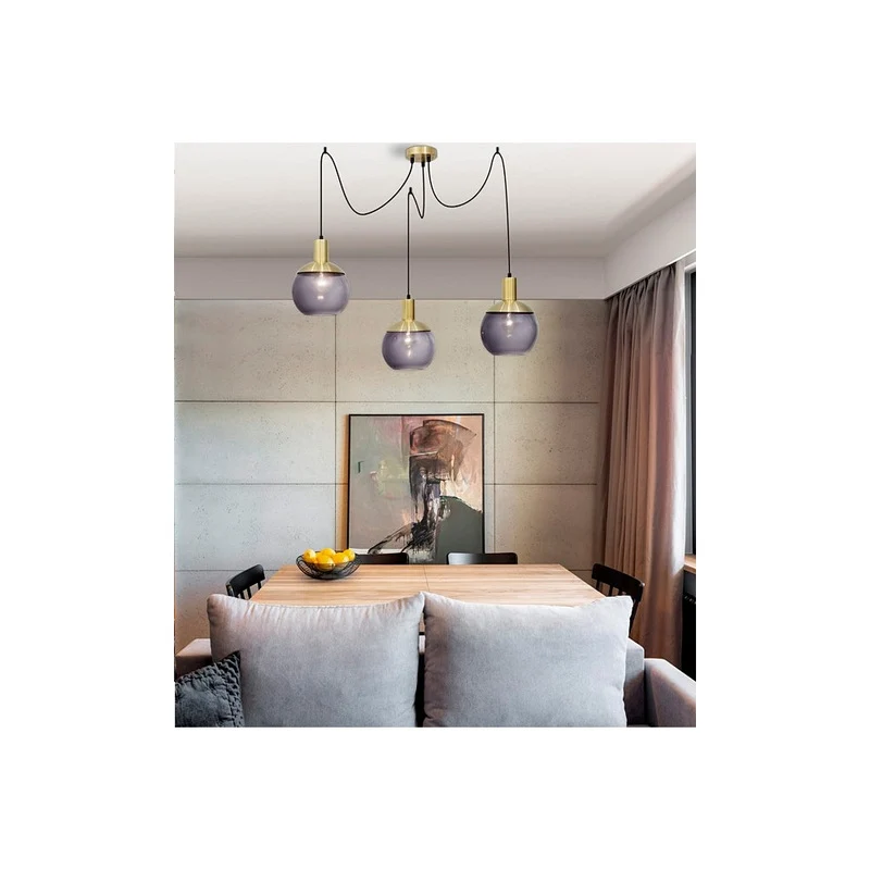 B-Ware Nova Luce Pendelleuchte Hängelampe Odessa Kugeln Rauchglas LED SIEHE TEXT/F604