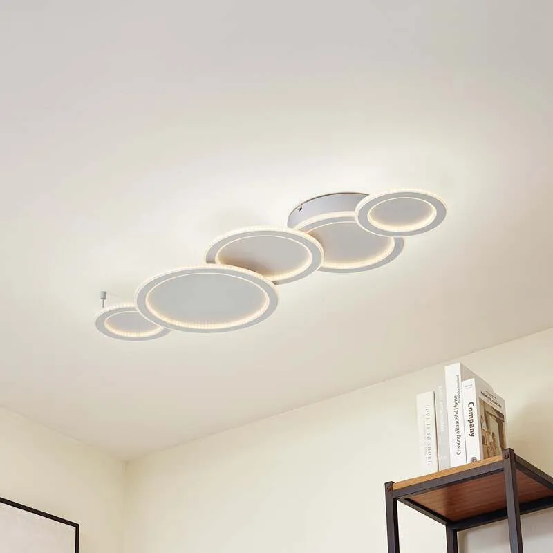 B-Ware Lucande Deckenleuchte Lampe LED weiß Kunststoff Diala dimmbar 96 cm