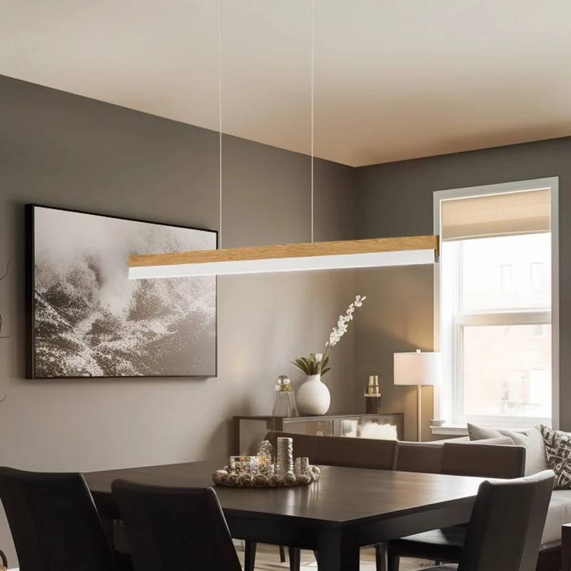 B-Ware Quitani Hängeleuchte Pendelleuchte LED Eiche Nickel verstellbar Keijo 103 cm