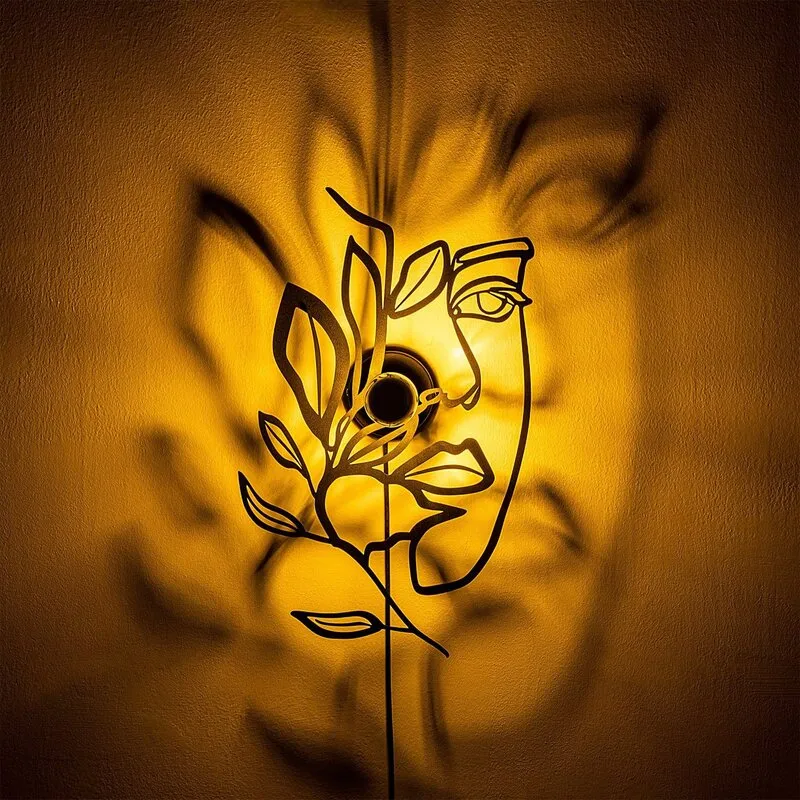 B-Ware Flower Faced Wandlampe Leuchte Wandbeleuchtung schwarz Metall 54 x 34 cm La436