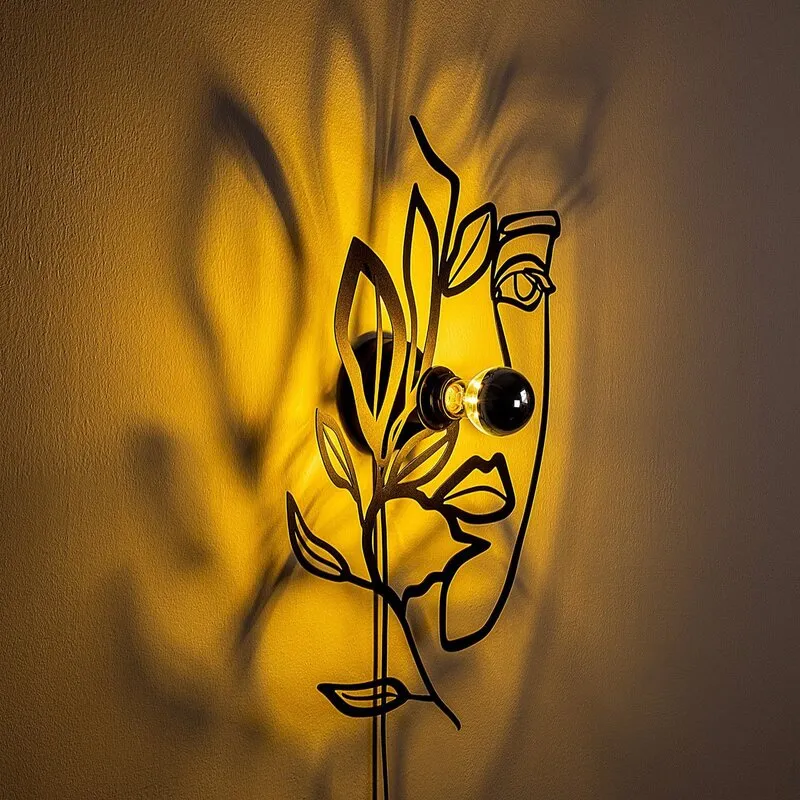 B-Ware Flower Faced Wandlampe Leuchte Wandbeleuchtung schwarz Metall 54 x 34 cm La436