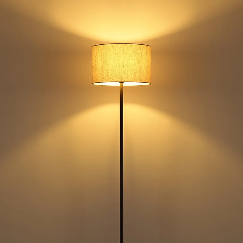 B-Ware Globo Stehleuchte Standlampe Thea Leuchte creme/schwarz Leinen Metall H160cm