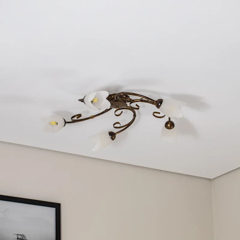 B-Ware Deckenleuchte Lampe Odino Metall Glas bronze weiß satiniert E14 LED dimmbar