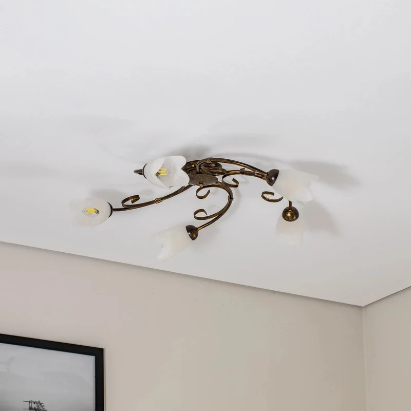 B-Ware Deckenleuchte Lampe Odino Metall Glas bronze weiß satiniert E14 LED dimmbar