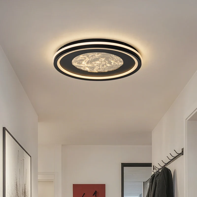 B-Ware Lucande Deckenleuchte Deckenlampe LED Tillian schwarz gold dimmbar 50cm warmweiß