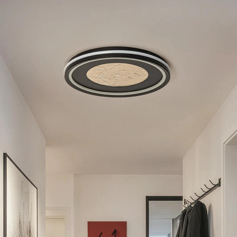 B-Ware Lucande Deckenleuchte Deckenlampe LED Tillian schwarz gold dimmbar 50cm warmweiß