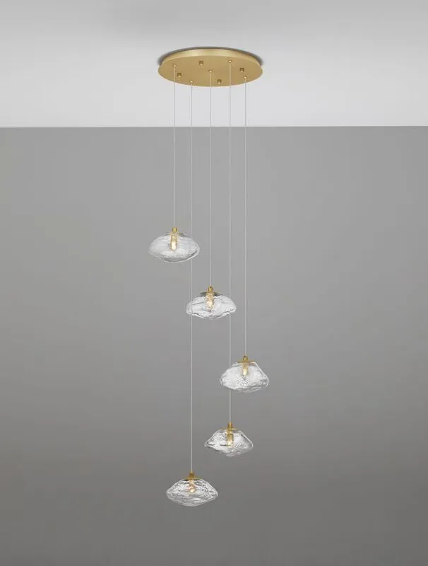 B-Ware Nova Luce Pendelleuchte Hängeleuchte KING G9 LED 5-fach Gold SIEHE TEXT/FOTO