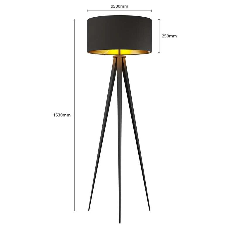 B-Ware Lindby Stehlampe Leuchte Benik schwarz gold Tripod Textil 153cm SIEHE TEXT/F852