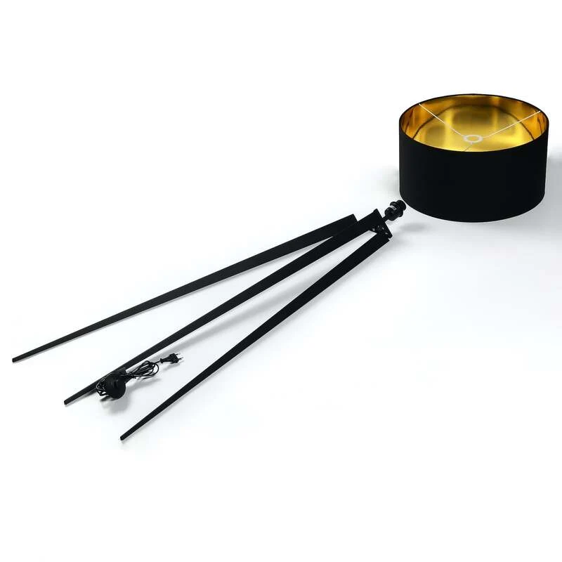 B-Ware Lindby Stehlampe Leuchte Benik schwarz gold Tripod Textil 153cm SIEHE TEXT/F852