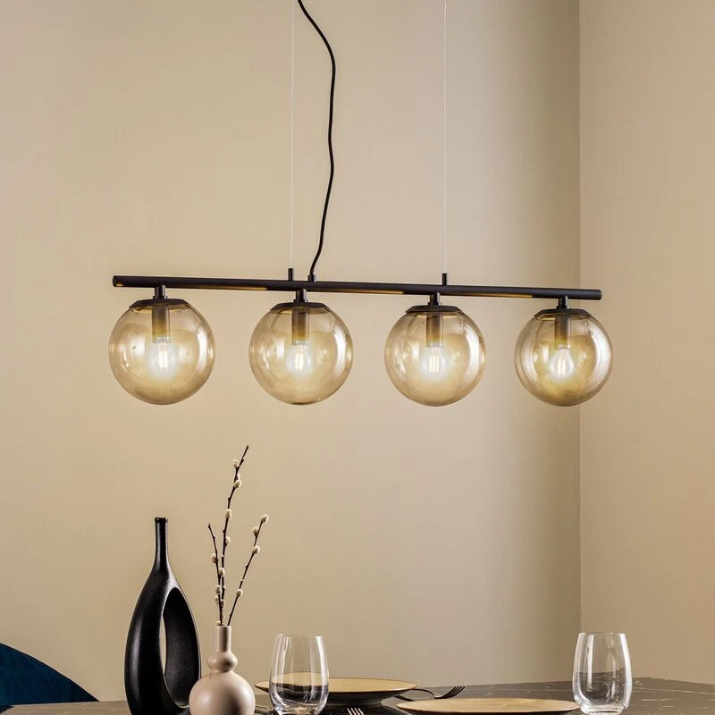 B-Ware Lucande Sotiana Hängelampe Hängelampe Lampe Leuchte 4 Glaskugeln schwarz 40W E14