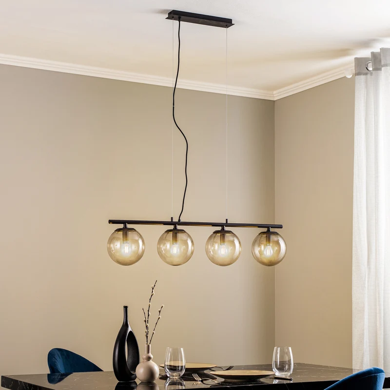 B-Ware Lucande Sotiana Hängelampe Hängelampe Lampe Leuchte 4 Glaskugeln schwarz 40W E14