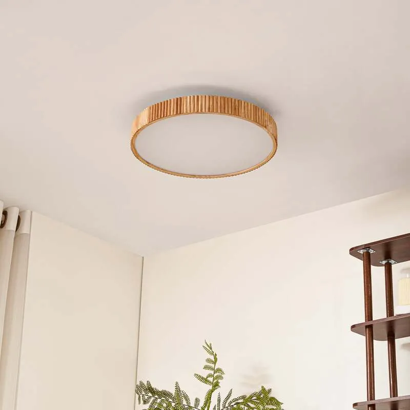 B-Ware Lindby Deckenleuchte Deckenlampe LED Fernbedienung weiß Holz Wohnbereich dimm280