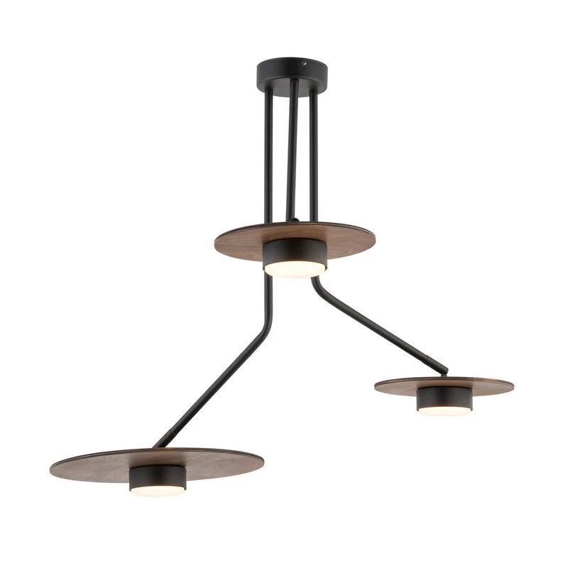 B-Ware Nowodvorski Lighting Deckenleuchte Disk mit Holzelementen dreiflammig GX53 Spot