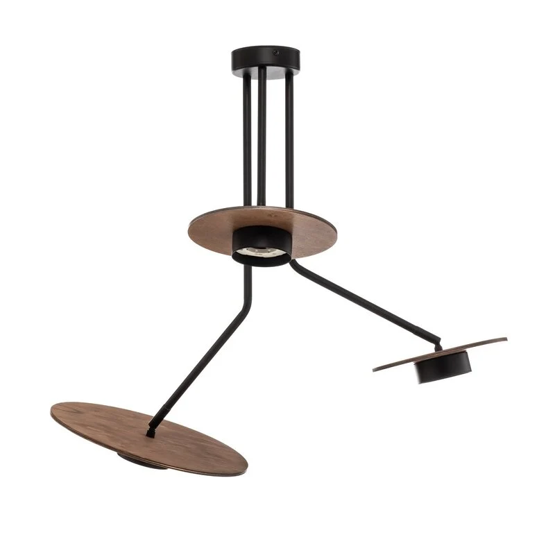 B-Ware Nowodvorski Lighting Deckenleuchte Disk mit Holzelementen dreiflammig GX53 Spot