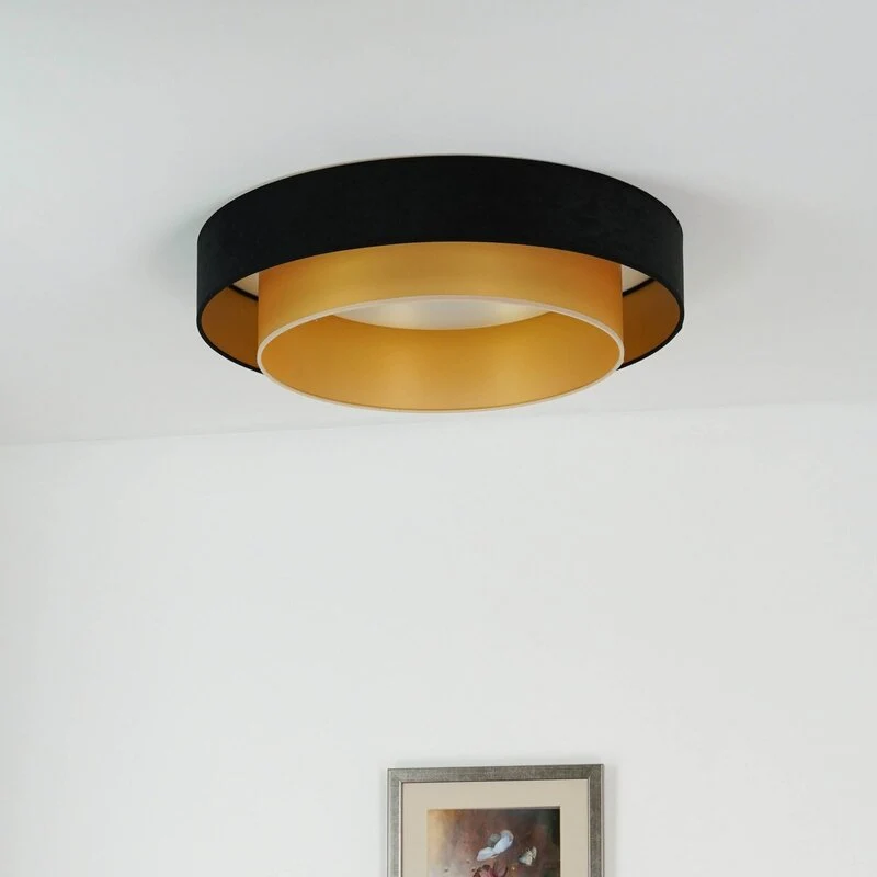 B-Ware Luneta LED Deckenlampe Leuchte Fernbedienung schwarz gold Samt SIEHE TEXT/F753
