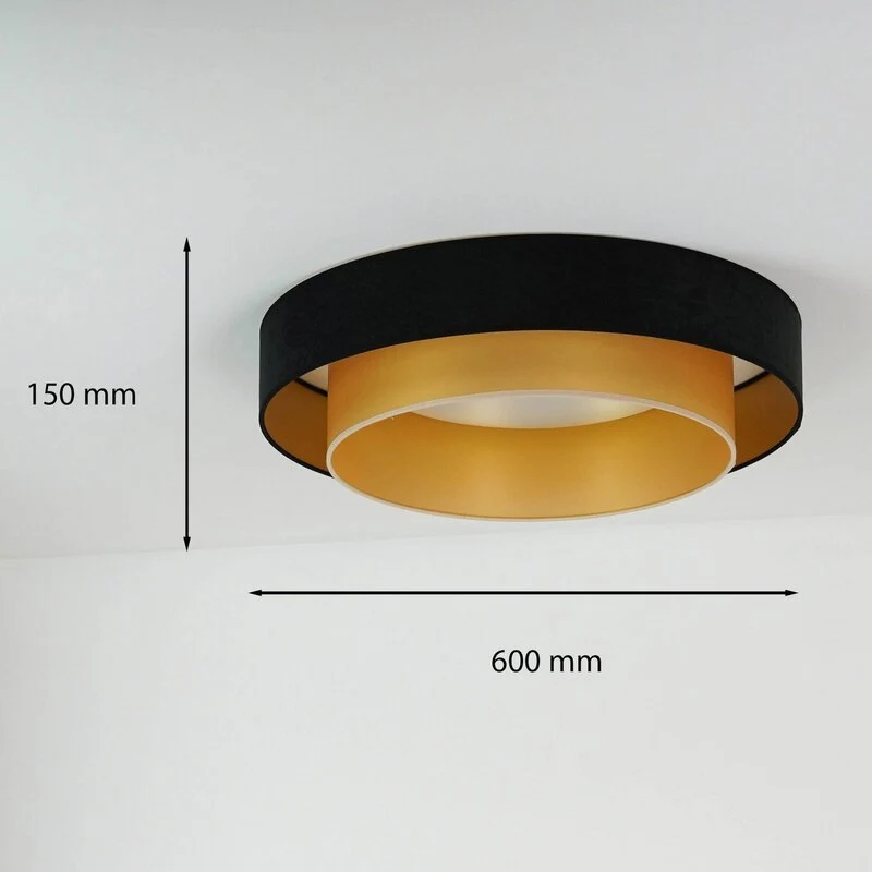 B-Ware Luneta LED Deckenlampe Leuchte Fernbedienung schwarz gold Samt SIEHE TEXT/F753