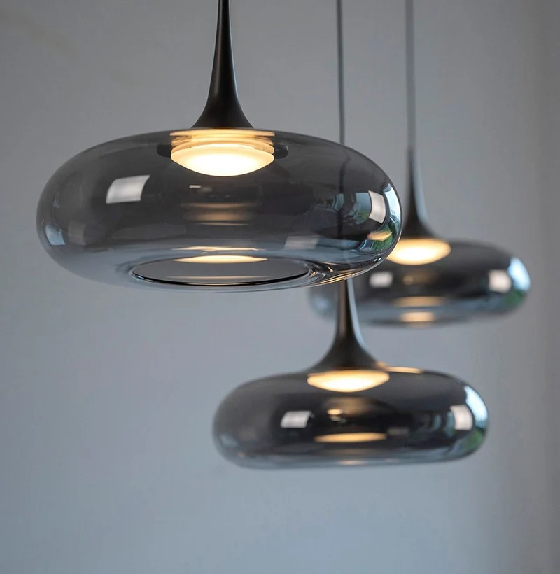 B-Ware SCHÖNER WOHNEN Pendelleuchte Hängelampe LED POSH Rauchglas dimmbar 7-flammig