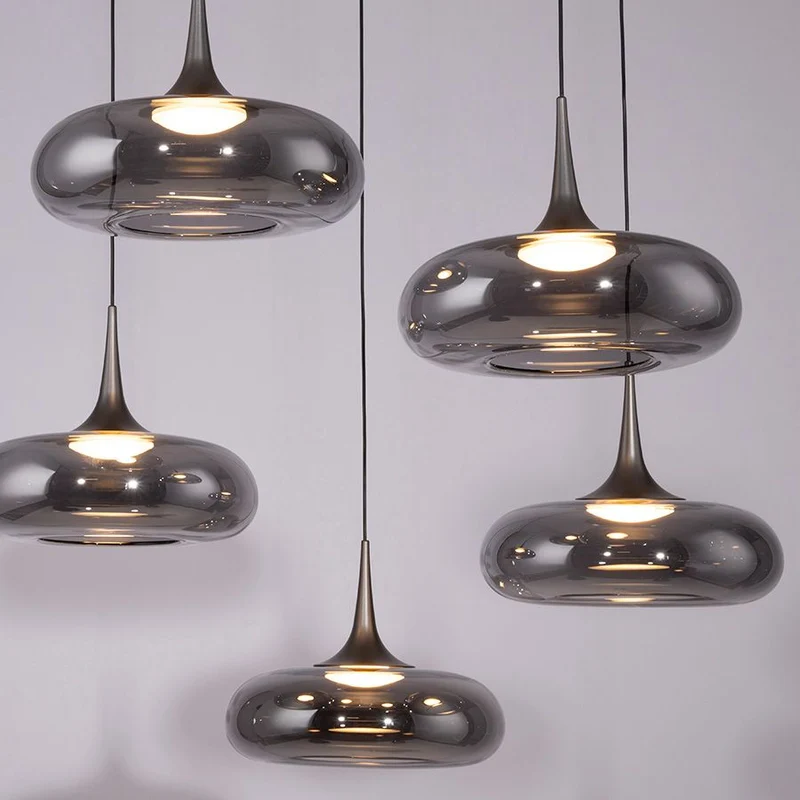 B-Ware SCHÖNER WOHNEN Pendelleuchte Hängelampe LED POSH Rauchglas dimmbar 7-flammig