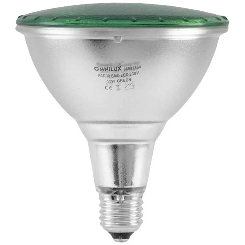 2x B-Ware Omnilux Lampe Leuchtmittel LED E27 Grün PAR38 121 x 135 mm 50 Grad 15 W 2 STÜCK