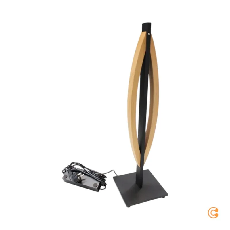 B-Ware Quitani Tischleuchte Tischlampe LED Kiera Eiche Schwarz Aluminium Wohnzimmer595